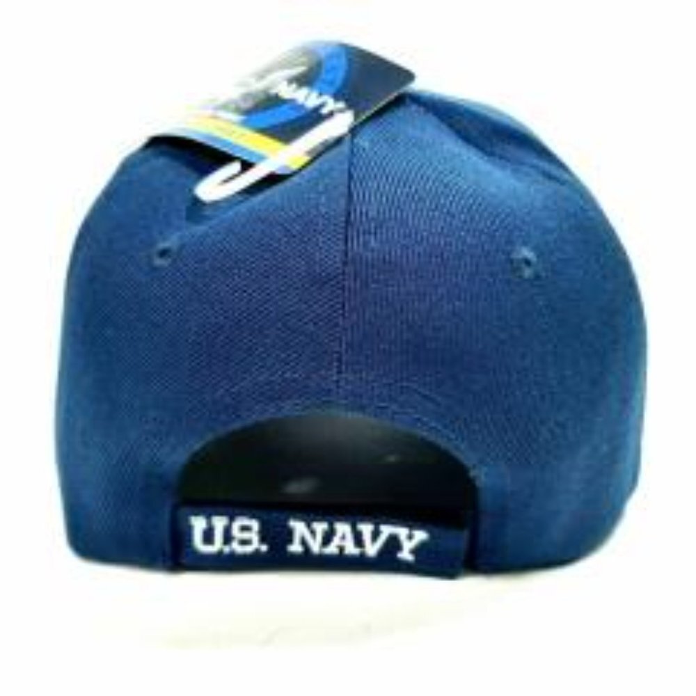 United States Navy Mens Embroidered Anchor Shadow Adjustable Strap Navy Blue - Picture 4 of 4